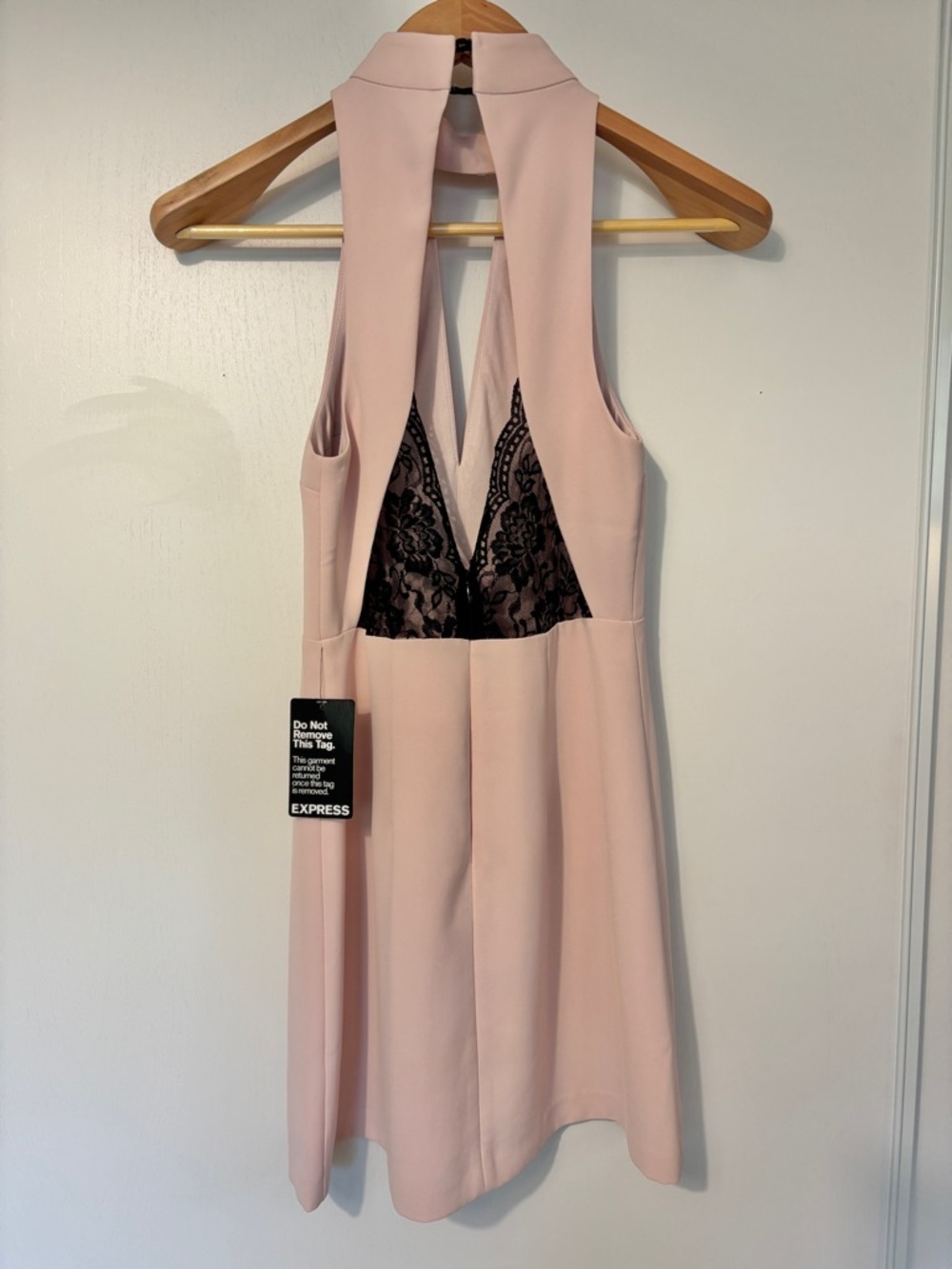 NWT Y2K Express Pink Halter Mini Dress Size 0 Lace Dainty Feminine Rush Sorority